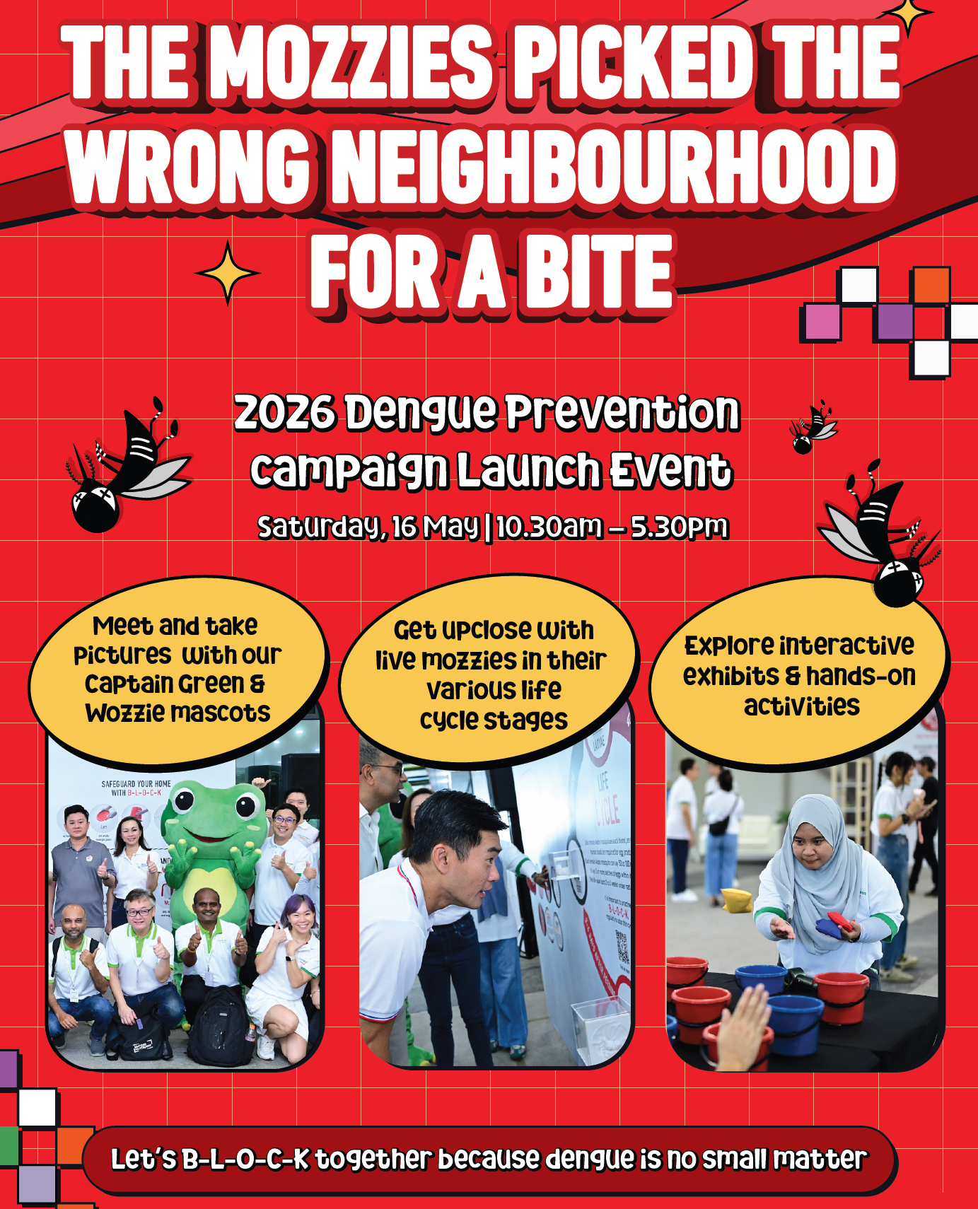 Event poster for 2026 Dengue Prevention Campaign launch event featuring details about event